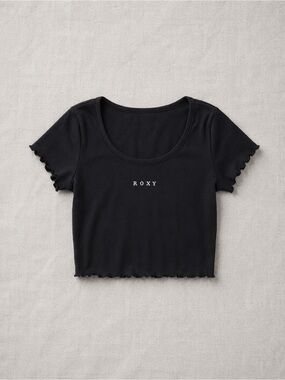Roxy Black Ruffled Edge Crop Top